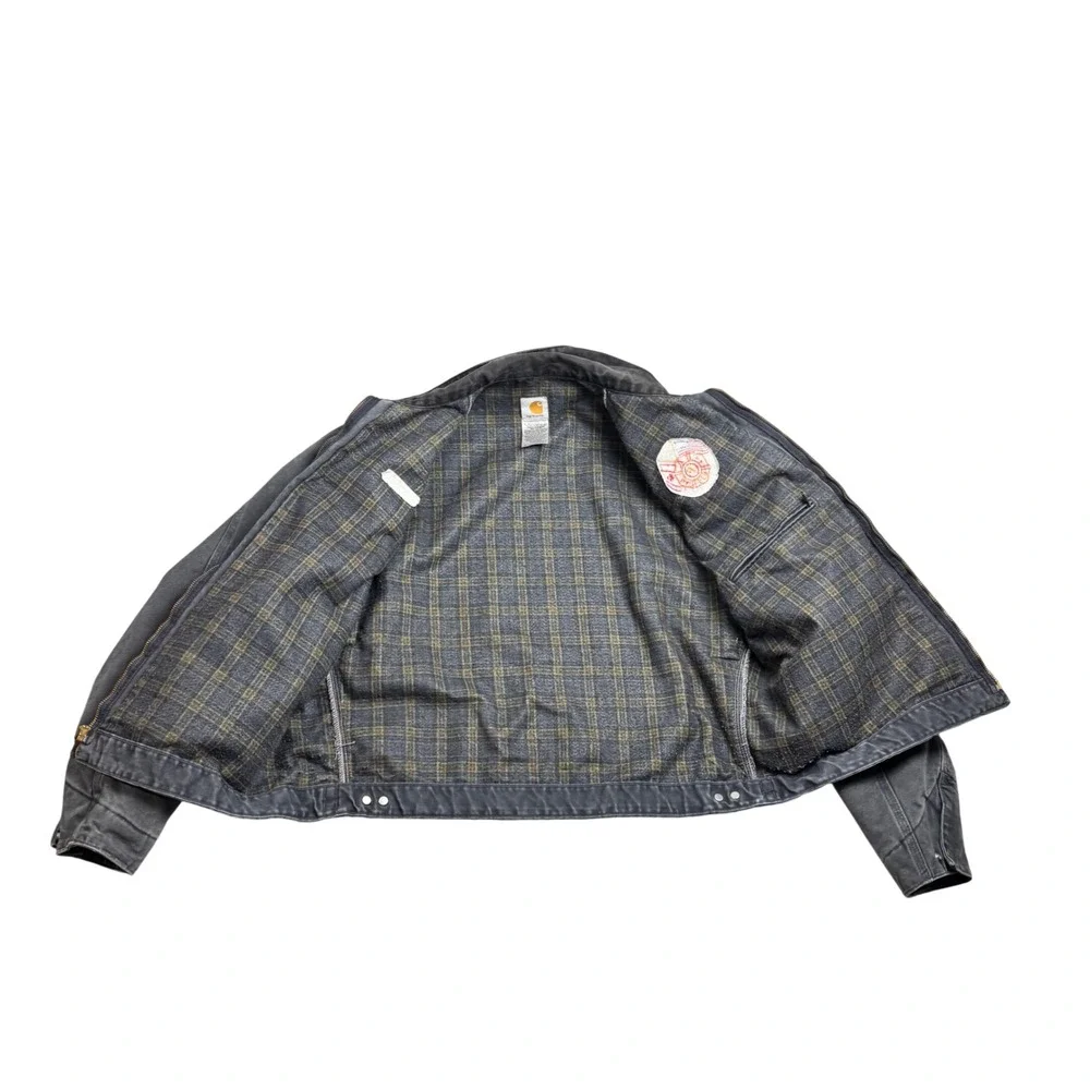 Carhartt J97 PTL Detroit Jacket Mens XL Gray USA Made Quilt Lined Firefighter